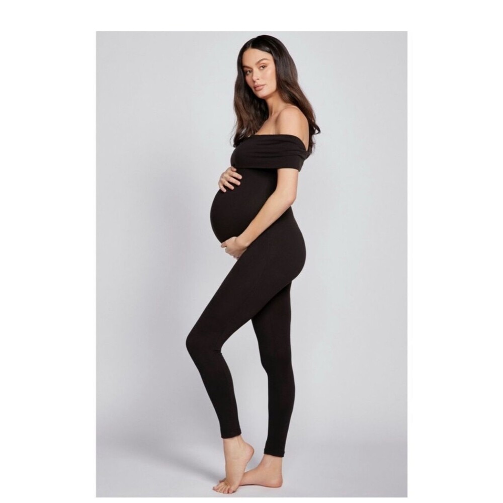 Bumpsuit The Harper NEW Off Shoulder Maternity  Jumpsuit BlackSz M